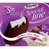 ROYNE SPECIAL LINE bombón helado con cobertura de chocolate e interior de nata sin lactosa 3 unidades estuche 330 ml