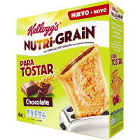 KELLOGG`S NUTRI-GRAIN galletas para tostar con cereales integrales rellenas de chocolate 6 unidades caja 240 g