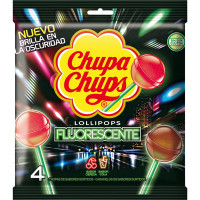CHUPA CHUPS Fluorescente brilla en la oscuridad 4 unidades envase 48 g