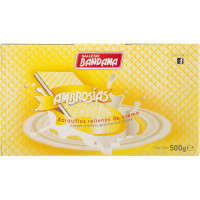 BANDAMA Ambrosias galletas de barquillo rellenas de nata estuche 500 g