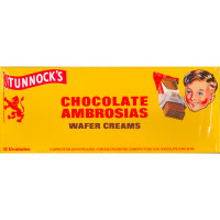 TUNNOCK`S Ambrosias galletas de barquillo con chocolate paquete 18 unidades