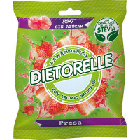 DIETORELLE caramelos de fresa rico en zumos de frutas con extracto de hojas de stevia bolsa 70 g