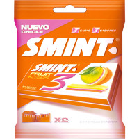 SMINT FRUIT KISS 3 chicle sin azúcar sabor frutal limón pomelo naranja 2 packs de 14 chicles envase 66 g
