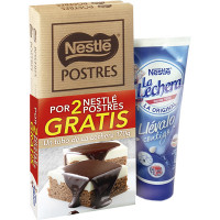 NESTLE POSTRES chocolate para fundir pack 2 tabletas 250 g con regalo de leche condensada La Lechera tubo 170g