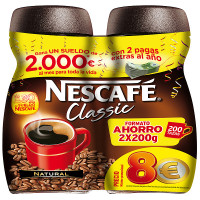 NESCAFE CLASSIC café soluble natural formato ahorro 2 frasco 200 g