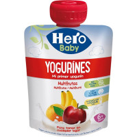 HERO BABY YOGURINES yogurín multifrutas sin azúcares añadidos y sin aceite de palma desde 6 meses bolsita 80 g