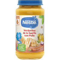 NESTLE NATURNES tarrito de verduritas de la huerta con pollo 100% natural sin sal añadida y sin gluten tarro 250 g desde 6 meses