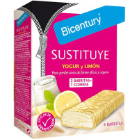 BICENTURY Sustituye barritas sustitutivas sabor yogur y limón 4 unidades estuche 128 g