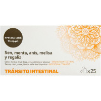 SPECIAL LINE EL CORTE INGLES infusión de sen, menta, anís, melisa y regaliz para el tránsito intestinal estuche 25 bolsitas
