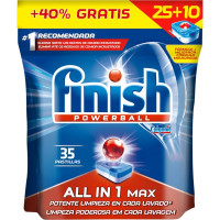 FINISH detergente lavavajillas Powerball todo en 1 Max bolsa 25 + 10 pastillas + 10 gratis