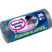 HANDY BAG bolsas de basura con autocierre fijación elástica 55x60 30 litros rollo 15 unidades