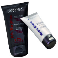 YACEL For Men Ab Reduce gel acelerador de la combustión grasa tubo 150 ml + bálsamo pro-hidratante Hydra Shave tubo 50 ml