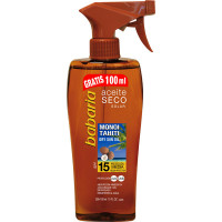 BABARIA aceite solar bronceador seco monoi tahiti FP-15 resistente al agua spray 200 ml + 100 ml gratis