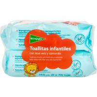 EL CORTE INGLES toallitas infantiles con aloe vera y camomila pack 2 envases 72 unidades