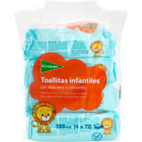 EL CORTE INGLES toallitas infantiles con aloe vera y camomila pack 4 envases 72 unidades
