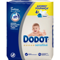 DODOT Sensitive toallitas infantiles sin perfume pack 4 x 54 unidades envase 216 unidades