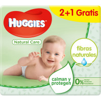 HUGGIES toallitas infantiles Natural Care 0% alcohol parabenos ni fenoxietanol pack 3 envases 56 unidades