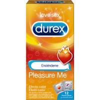 DUREX Dame Placer preservativos de látex con puntos estrías y lubricante efecto calor caja 12 unidades con forma Easy On con emoticonos