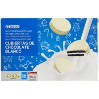 Galleta cubierta de chocolate blanco EROSKI, caja 150 g