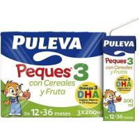 Leche crecimiento Peques cereal-fruta PULEVA 3, pack 3x200 ml