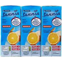 Néctar de naranja sin azúcar EROSKI Sannia, pack 6x20 cl