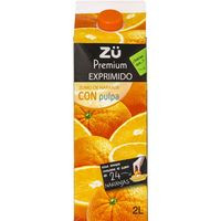 Zumo de naranja exprimido con pulpa ZÜ PREMIUM, brik 2 litros