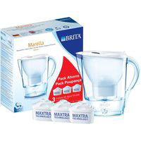 Jarra filtrante con 3 filtros Marella blanca BRITA, pack 1 unid.