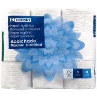 Papel higiénico acolchado EROSKI, paquete 9 rollos