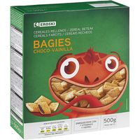Bagies rellenos de choco-vainilla EROSKI, caja 500 g