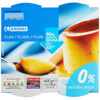 Flan de huevo 0% EROSKI, pack 4x100 g