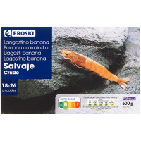 Langostino salvaje crudo 18/26 grande EROSKI, caja 600 g