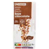 Bebida de soja-chocolate EROSKI, brik 1 litro