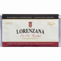 Mantequilla sin sal LORENZANA, pastilla 250 g
