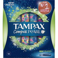 Tampón super TAMPAX Compak Pearl, caja 18 unid.