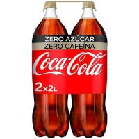 Comprar Refresco de cola sin cafeína COCA COLA Zero, pack 2x2 litros al  precio de oferta más barato