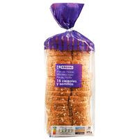 Pan de molde cereales-semillas EROSKI, paquete 675 g