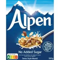 Muesli sin azúcares añadidos swiss style ALPEN, caja 560 g