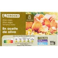 Atún claro en aceite de oliva EROSKI, lata 111 g