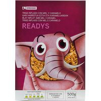 Readys de trigo inflado con miel EROSKI, caja 500 g