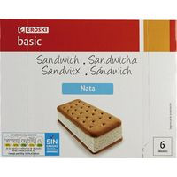 Sandwich de nata EROSKI basic, pack 6x100 ml