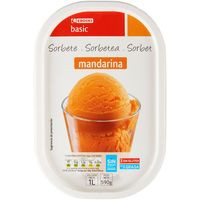 Sorbete de mandarina EROSKI basic, tarrina 1 litro