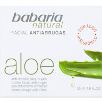 Crema facial antiarrugas de aloe vera BABARIA, tarro 50 ml