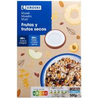 Muesli de frutas-frutos secos EROSKI, caja 500 g