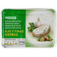 Queso para untar a las finas hierbas EROSKI, tarrina 200 g