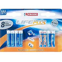 8 PilaS alcalina LR03 EROSKI LIFE PLUS ,