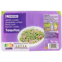 Taquitos de jamón curado EROSKI, pack 2x75 g