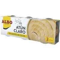 Atún claro aceite de oliva ALBO, pack 3x65 g