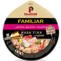 Pizza PALACIOS jamón, bacon y queso familiar 580 g